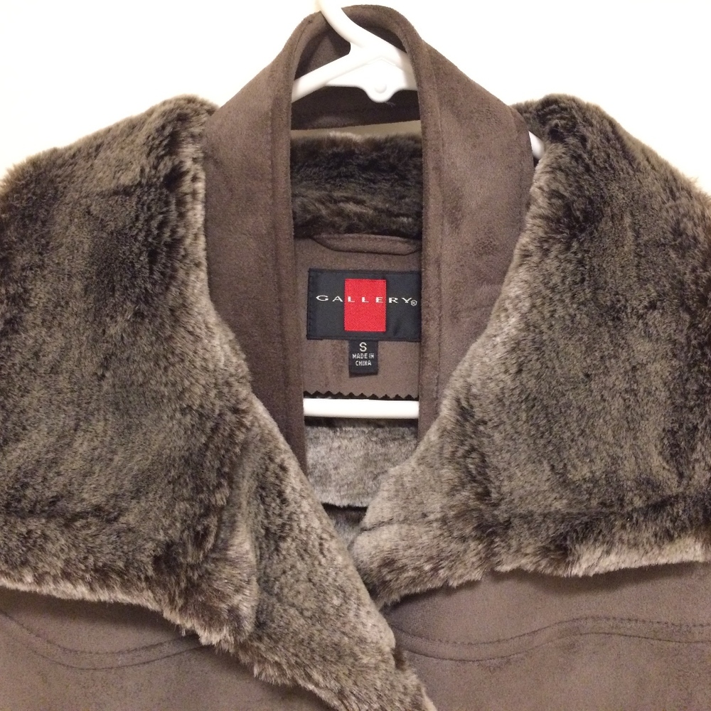 $$Drop! NWT!! Gallery Suede/Faux Fur Coat - Picture 2 of 8